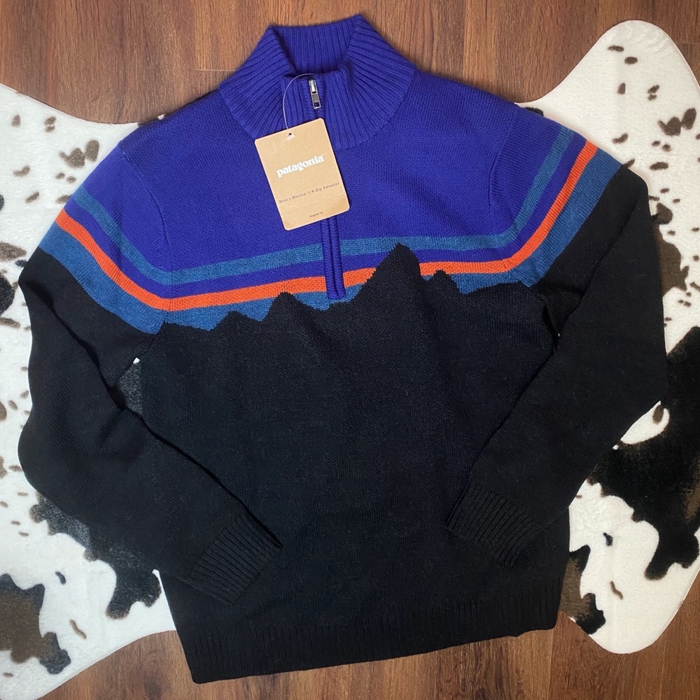 Men’s Patagonia Fitz Roy Merino 1/4 Zip Sweater - Picture 1 of 9